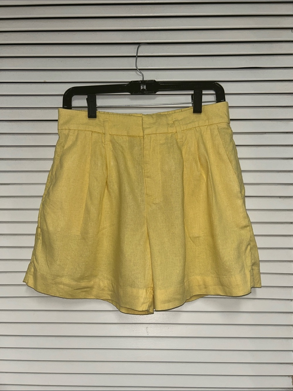 a new day Linen Yellow Pleated Bermuda Shorts